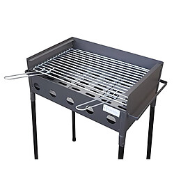 Acheter Visiodirect Barbecue Double hauteur en Zinc coloris Gris - 51 x 33 x 62 cm