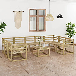 Maison Chic Salon de jardin 10 pcs - Table et chaises d'extérieur - Mobilier/Meubles de jardin Moderne bois de pin imprégné de vert -MN75757