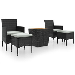 vidaXL Ensemble de bistro de jardin 5pcs Résine tressée et acacia Noir