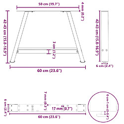 vidaXL Pieds de table basse forme de A 2 pcs noir 60x(42-43) cm acier pas cher