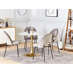 Beliani Table à manger ronde d 90 cm effet marbre blanc / support doré BOCA