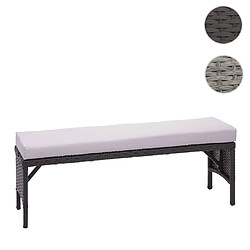 Mendler Banc en polyrotin HWC-G16, banquette de jardin, gastronomie, 112cm ~ noir, coussin gris clair