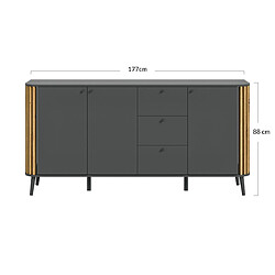 Bestmobilier Camberwell - buffet bas - gris et bois - 177 cm pas cher