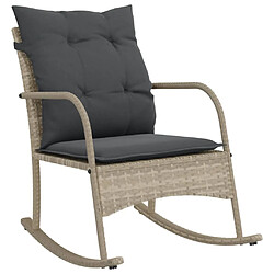 vidaXL Chaise à bascule de jardin avec coussins gris clair poly rotin