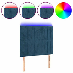 Maison Chic Tête de lit scandinave à LED,meuble de chambre Bleu foncé 80x5x118/128 cm Velours -MN82228