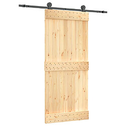 vidaXL Porte coulissante et kit de quincaillerie 90x210 cm pin massif