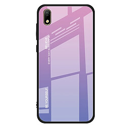 Wewoo Coque Pour Huawei Y5 2019 étui en verre de couleur dégradée violet clair