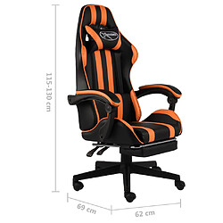 vidaXL Fauteuil de jeux vidéo et repose-pied Noir et orange Similicuir pas cher