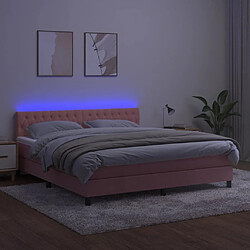 Acheter Maison Chic Lit adulte- Lit + matelas,Sommier à lattes de lit avec matelas et LED Rose 180x200 cm -GKD97703