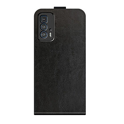 Coque en TPU + PU simple, antichute, Crazy Horse vertical noir pour votre Motorola Edge 20 Pro