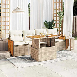 vidaXL Salon de jardin avec coussins 5 pcs beige résine tressée acacia