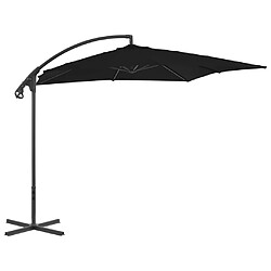 vidaXL Parasol de jardin en porte-à-faux avec mât en acier noir