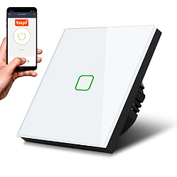 Simple Interrupteur d'éclairage Maclean MCE716W Smart WiFi Tuya, en verre, éclairage par bouton carré, encastrable, 85x85mm, blanc