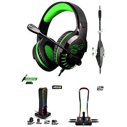 Spirit of Gamer CASQUE GAMER XBOX ONE X/S RGB + Support Casque Gaming RGB Porte Casque Gamer Multifonctions 11 Effets Lumineux Pour PC/PS4/Xbox ONE