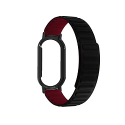 Bracelet en silicone magnétique pour votre Xiaomi Mi Band 7/7 NFC - noir/rouge vin