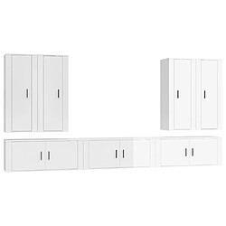 vidaXL Ensemble de meubles TV 7 pcs Blanc brillant Bois d'ingénierie