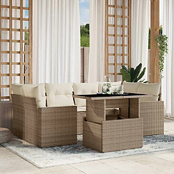 vidaXL Salon de jardin avec coussins 7 pcs beige résine tressée