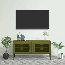 Maison Chic Meuble TV scandinave - Banc TV pour salon Vert olive 105x35x50 cm Acier -MN81056