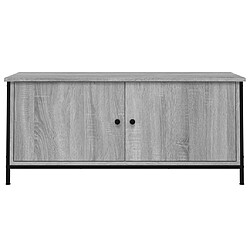 Maison Chic Meuble TV scandinave - Banc TV pour salon avec portes sonoma gris 102x35x45cm bois d'ingénierie -MN41216 pas cher