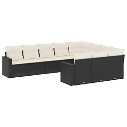 Maison Chic Salon de jardin 10 pcs avec coussins | Ensemble de Table et chaises | Mobilier d'Extérieur noir résine tressée -GKD95203