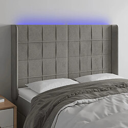 Maison Chic Tête de lit scandinave à LED,meuble de chambre Gris clair 147x16x118/128 cm Velours -MN61574