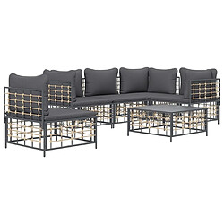 Avis Maison Chic Salon de jardin 6 pcs + coussins - Mobilier/Meubles de jardin - Table et chaises d'extérieur anthracite résine tressée -MN69287