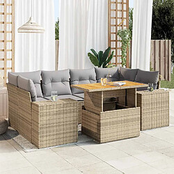 vidaXL Salon de jardin avec coussins 7 pcs beige résine tressée