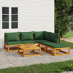 vidaXL Salon de jardin 6 pcs avec coussins vert bois massif