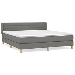 Maison Chic Lit Adulte - Lit simple Lit à sommier tapissier avec matelas moelleux - Meuble de Chambre - Gris foncé 180x200cm Tissu -MN59422