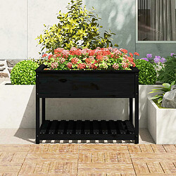 Avis Maison Chic Jardinière,Bac à fleurs - pot de fleur et étagère Noir 111,5x111,5x81 cm Bois massif de pin -GKD74377