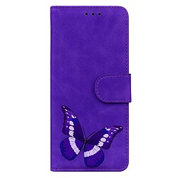 Etui en PU motif papillon avec support violet pour votre Motorola Moto G31/G41