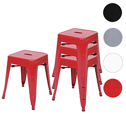 Mendler 4x tabouret HWC-A73, tabouret en métal, design industriel, empilable ~ rouge