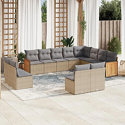 Maison Chic Salon de jardin avec coussins 12 pcs | Ensemble de Table et chaises | Mobilier d'Extérieur beige résine tressée -GKD51322