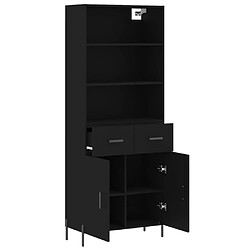 Avis vidaXL Buffet haut Noir 69,5x34x180 cm Bois d'ingénierie