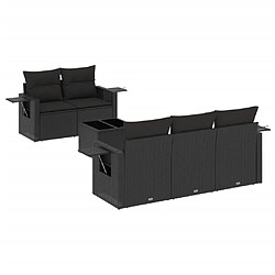 vidaXL Salon de jardin 6 pcs avec coussins noir résine tressée