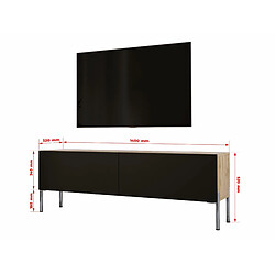 Avis 3XELIVING Meuble TV en couleur Chêne wotan / Noir mat avec pieds droits en chrome, D: l : 140 cm, H : 52 cm, P : 32 cm