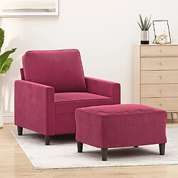 vidaXL Fauteuil avec repose-pied Rouge bordeaux 60 cm Velours