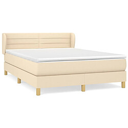 vidaXL Sommier à lattes de lit avec matelas Crème 140x190 cm Tissu