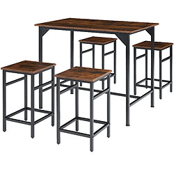 Tectake Ensemble table de bistrot Edinburgh - bois foncé industriel