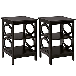 Helloshop26 Lot de 2 tables de chevet à 3 niveaux table d'appoint en forme o simple et contemporain 40 x 40 x 61 cm café 20_0004903