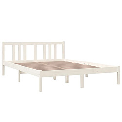 Avis Maison Chic Lit adulte - Lit simple Cadre de lit,Structure du lit Contemporain Blanc Bois massif 140x200 cm -MN51798