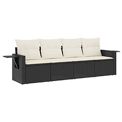 Maison Chic Ensemble de 4 Tables et chaises d'extérieur avec coussins,Salon de jardin noir résine tressée -GKD963138