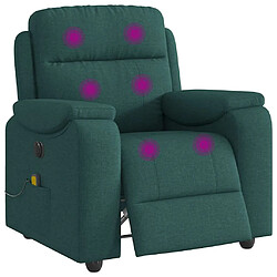 vidaXL Fauteuil de massage inclinable électrique Vert foncé Tissu