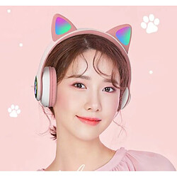 Acheter Universal Écouteurs Bluetooth Flash Mignonnes oreilles de chat Écouteurs de jeux sans fil avec microphone Contrôle LED Écouteurs de gamers