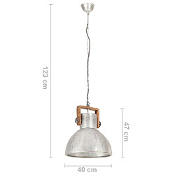 vidaXL Lampe suspendue industrielle 25 W Argenté Rond 40 cm E27 pas cher