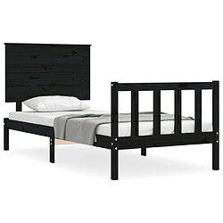 Maison Chic Cadre/structure de lit avec tête de lit pour adulte - Lit Moderne Chambre noir petit simple bois massif -MN37265