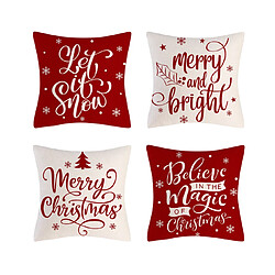 P69 4pcs 45 * 45cm Christmas De Noël Bénédiction Modèle de bénédiction Linge Taie d'oreiller Maison de vacances Accueil Taie d'oreiller Sofa Coussin Coussin Coussin