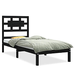 vidaXL Cadre de lit sans matelas noir 75x190 cm bois massif