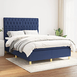 Maison Chic Lit Adulte - Lit simple Lit à sommier tapissier avec matelas moelleux - Meuble de Chambre - Bleu 140x190 cm Tissu -MN10743