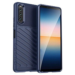 Htdmobiles Coque pour Sony Xperia 10 IV - housse etui silicone gel thunder + verre trempe - BLEU FONCE